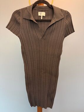 Lita by Ciara Rib Cotton Blend Black Polo Minidress